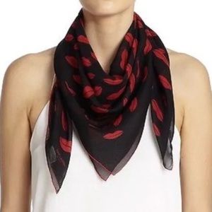 Saint Laurent Paris Lips Print Silk Scarf NWT